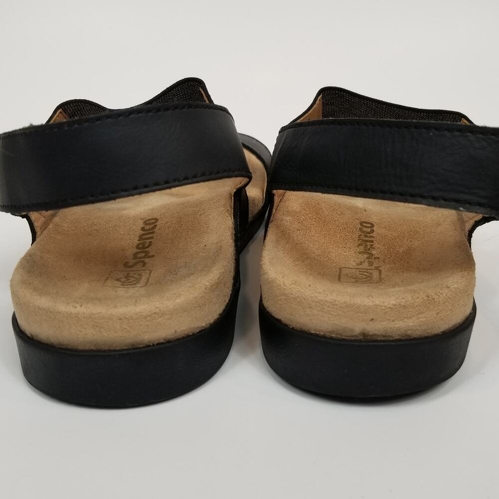 Spenco Sanabel Women's Black Silver Faux Leather Elastic Strap Comfort Sandals 8 - Picture 7 of 9